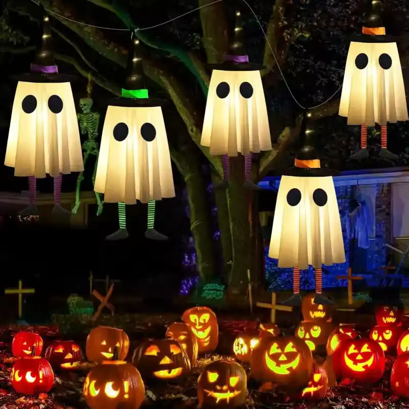 Halloween Hanging Ghost LED Hanging Ghosts Horror Props with Fairy Light Indoor Outdoor Haunted House